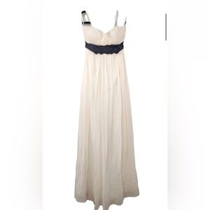 Oleg Cassini Cream Maxi Sundress Spaghetti Strap 100% Silk